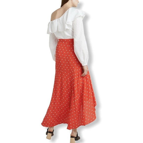 PERSEVERANCE LONDON Red Floral Hi-low Wrap 6 new - Picture 3 of 11